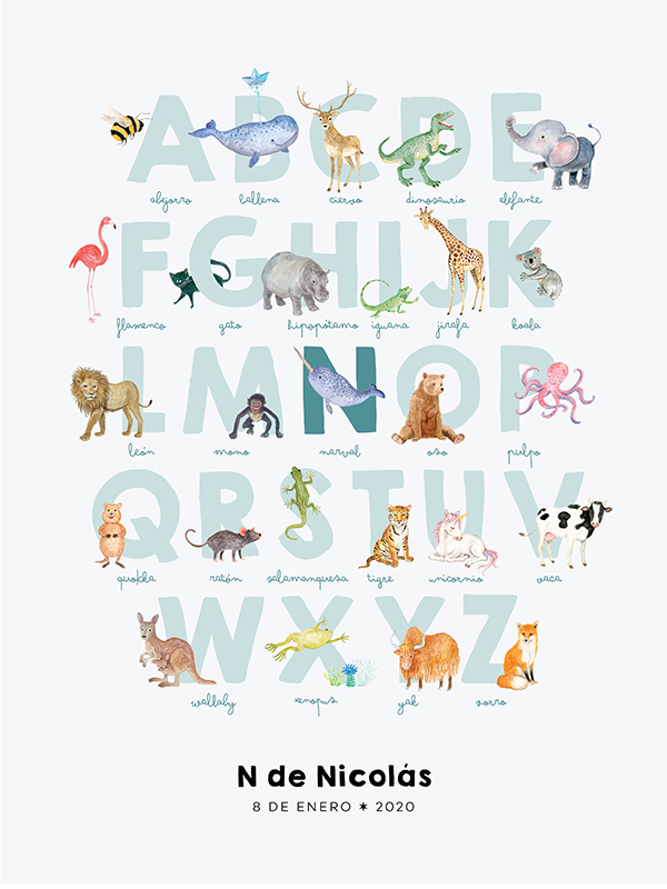 My personalized Animal Alphabet in Spanish