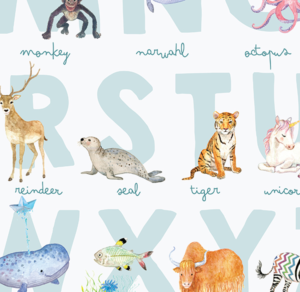 Mi abecedario de animales personalizado en inglés - Adealicia