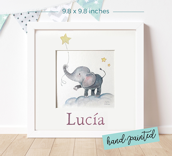 Personalized watercolour painting Elephant and Star