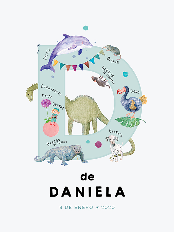 Personalized name print, letter D in Spanish