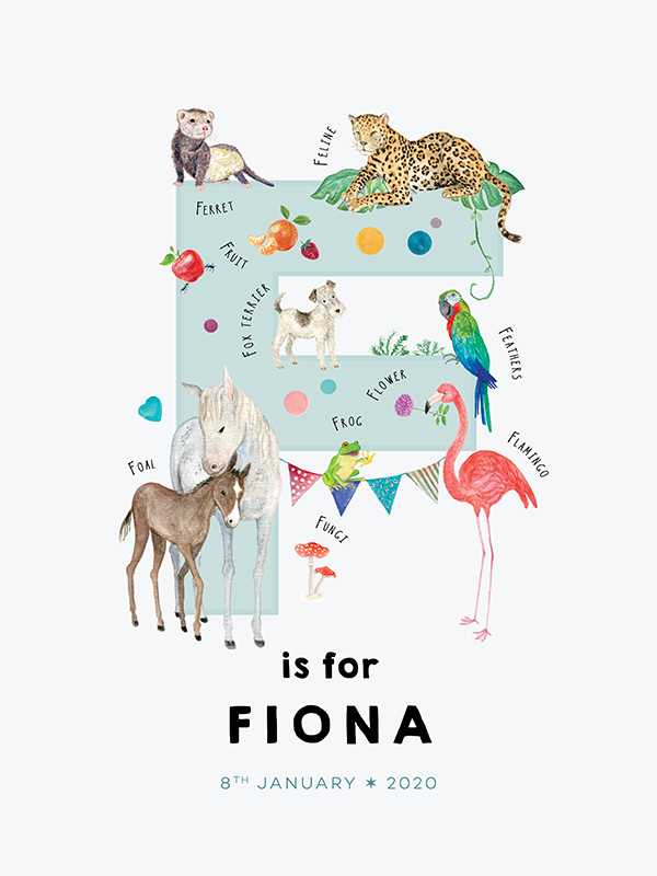 Personalized name print, letter F in English - Adealicia Personalized name print, letter F in English - Adealicia
