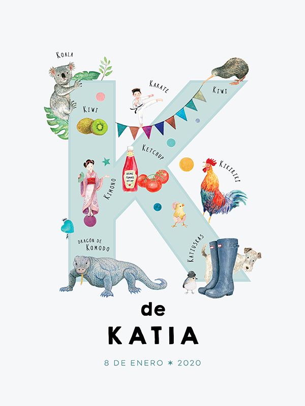 Personalized name print, letter K in Spanish - Adealicia Personalized name print, letter K in Spanish - Adealicia