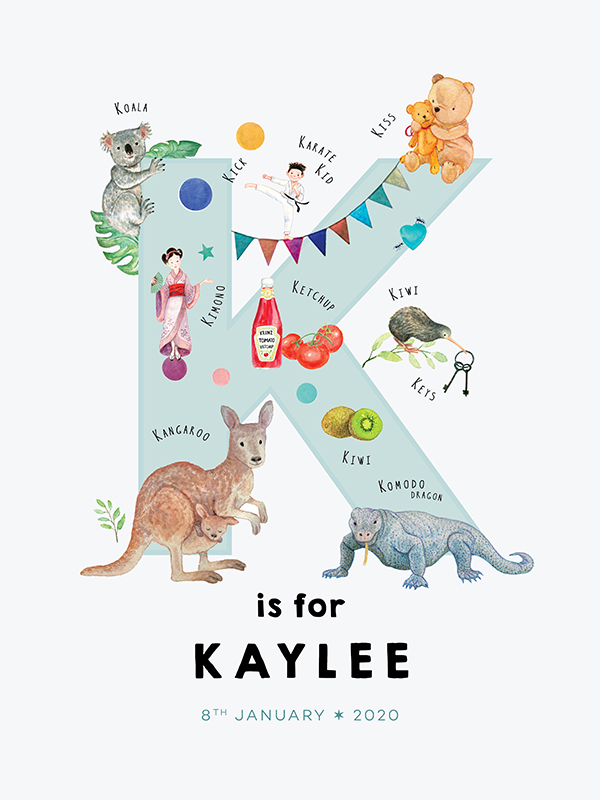 Personalized name print, letter K in English - Adealicia Personalized name print, letter K in English - Adealicia