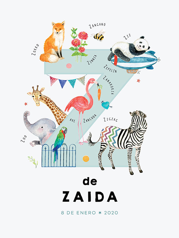 Personalized name print, letter Z in Spanish - Adealicia Personalized name print, letter Z in Spanish - Adealicia